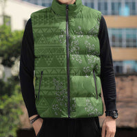 Hawaii Molokai Island Kukui Nut Flowers Sleeveless Puffer Jacket Tribal Kakau Pattern LT9 - Polynesian Pride
