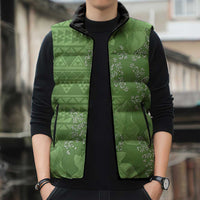 Hawaii Molokai Island Kukui Nut Flowers Sleeveless Puffer Jacket Tribal Kakau Pattern LT9 - Polynesian Pride