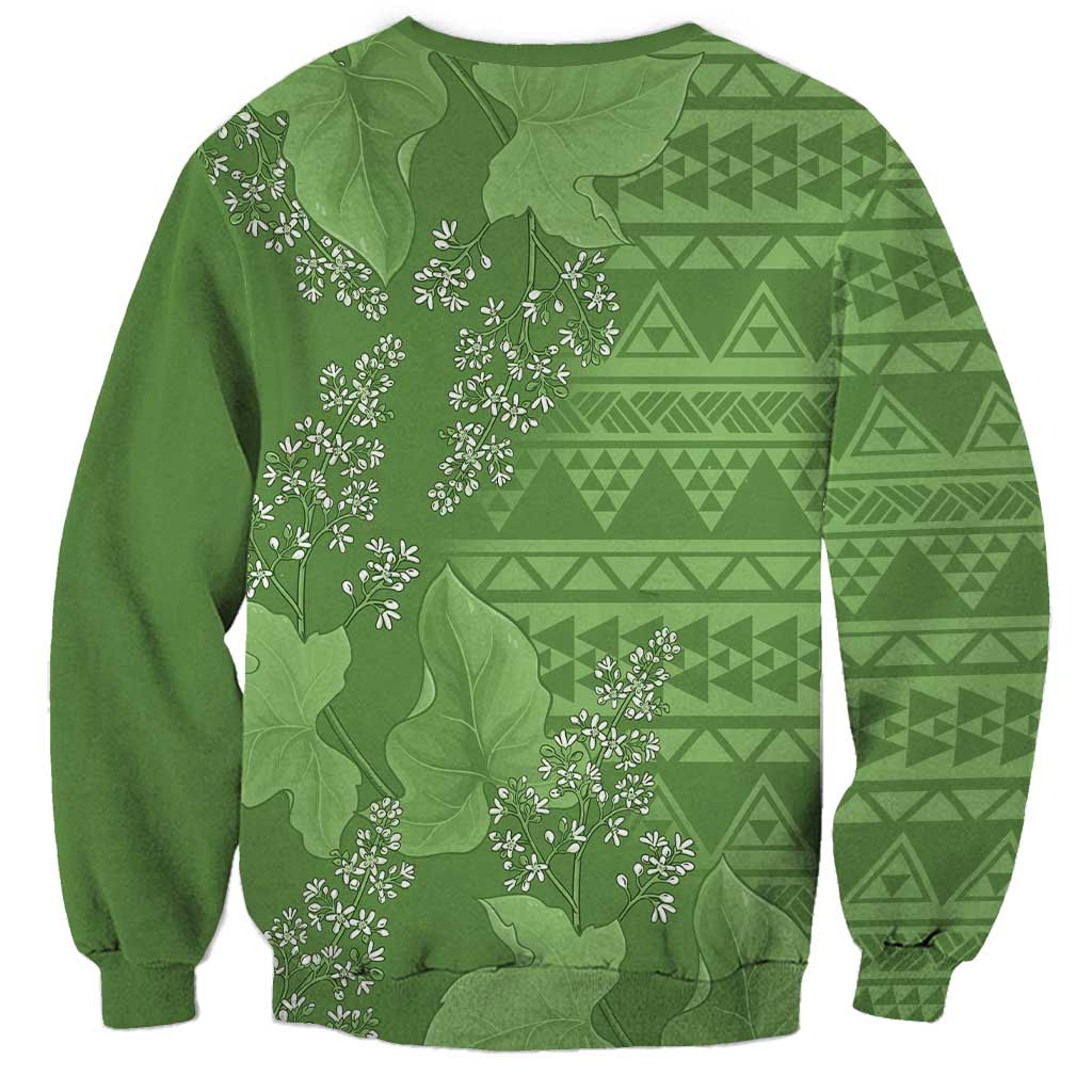 Hawaii Molokai Island Kukui Nut Flowers Sweatshirt Tribal Kakau Pattern LT9 - Polynesian Pride