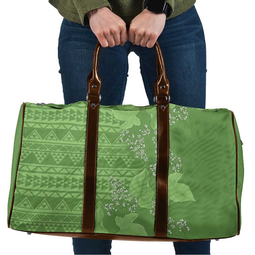 Hawaii Molokai Island Kukui Nut Flowers Travel Bag Tribal Kakau Pattern LT9 Green - Polynesian Pride