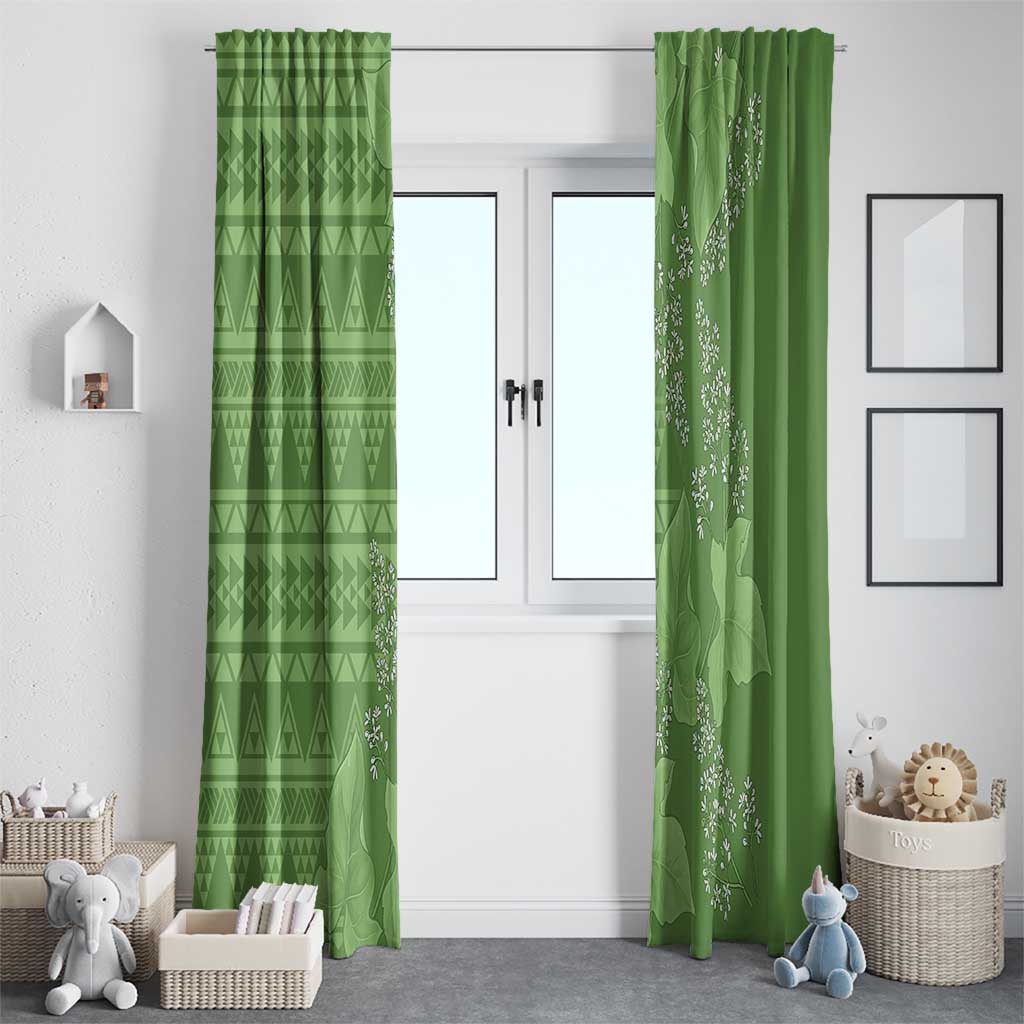 Hawaii Molokai Island Kukui Nut Flowers Window Curtain Tribal Kakau Pattern LT9 - Polynesian Pride