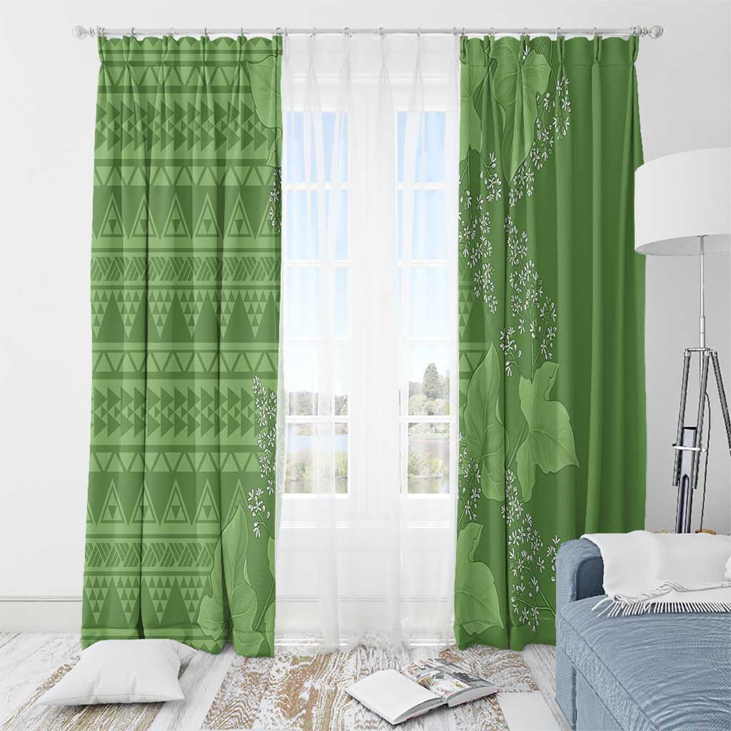 Hawaii Molokai Island Kukui Nut Flowers Window Curtain Tribal Kakau Pattern LT9 - Polynesian Pride
