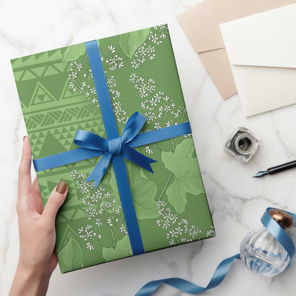 Hawaii Molokai Island Kukui Nut Flowers Wrapping Paper Tribal Kakau Pattern LT9 - Polynesian Pride