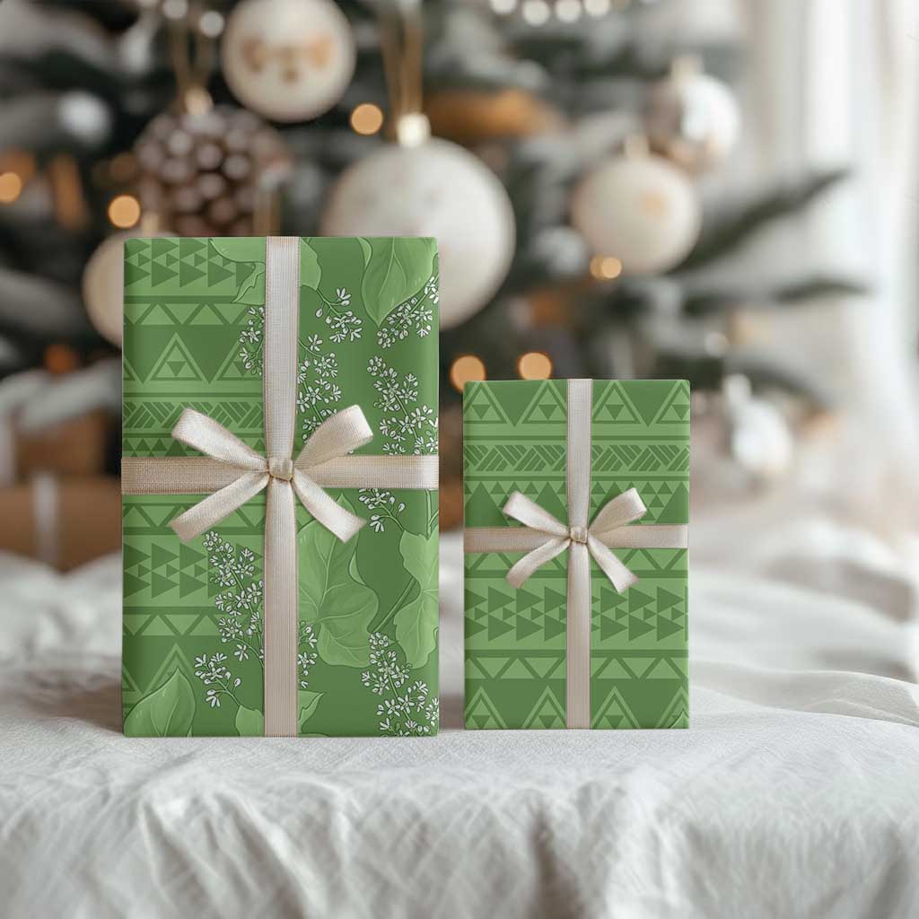 Hawaii Molokai Island Kukui Nut Flowers Wrapping Paper Tribal Kakau Pattern LT9 - Polynesian Pride