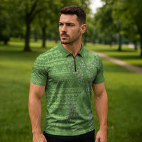 Hawaii Molokai Island Kukui Nut Flowers Zipper Polo Shirt Tribal Kakau Pattern LT9 - Polynesian Pride