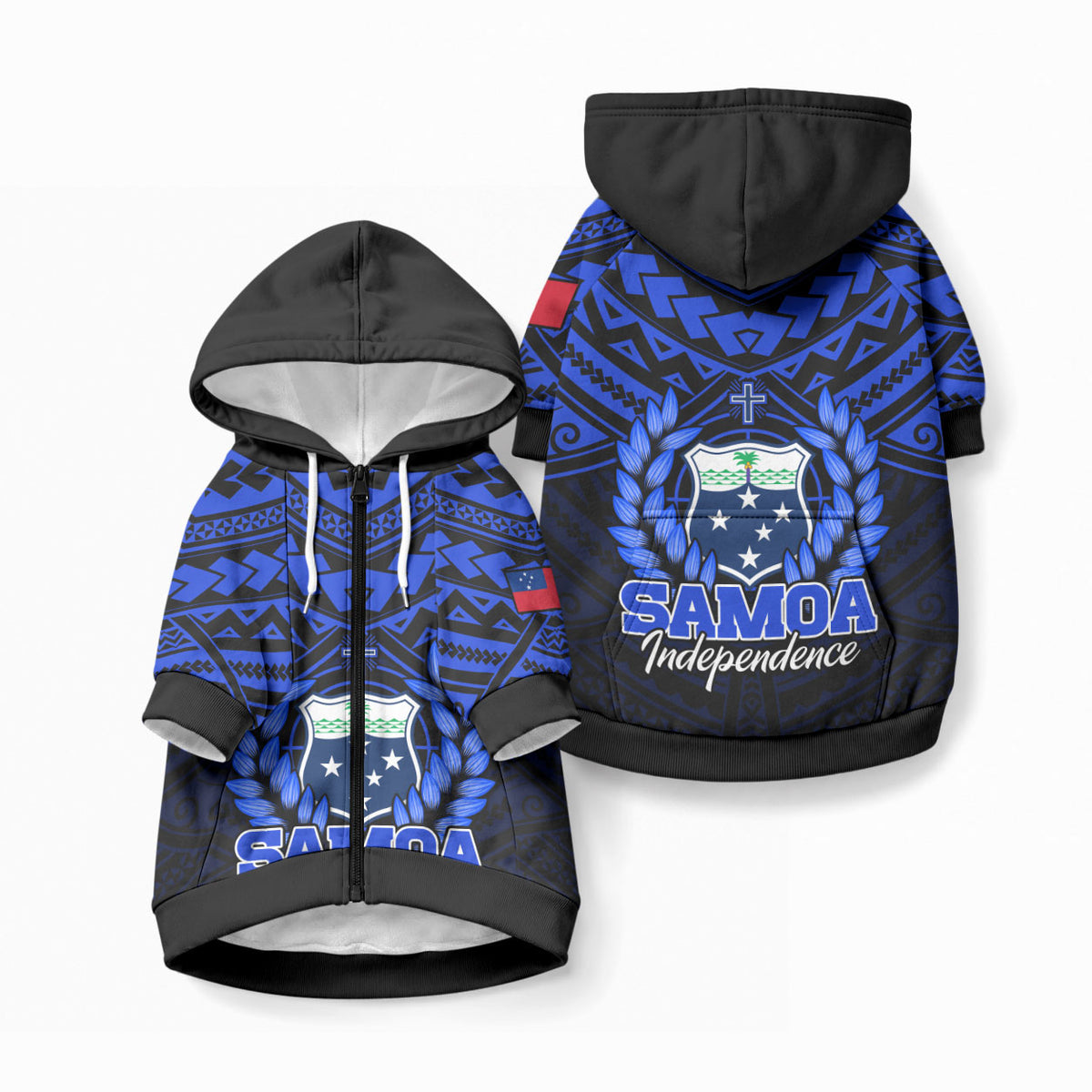 Samoa Independence Day Pet Hoodie Ulafa Polynesian Unique Blue No1 LT9 Zip-up Blue - Polynesian Pride