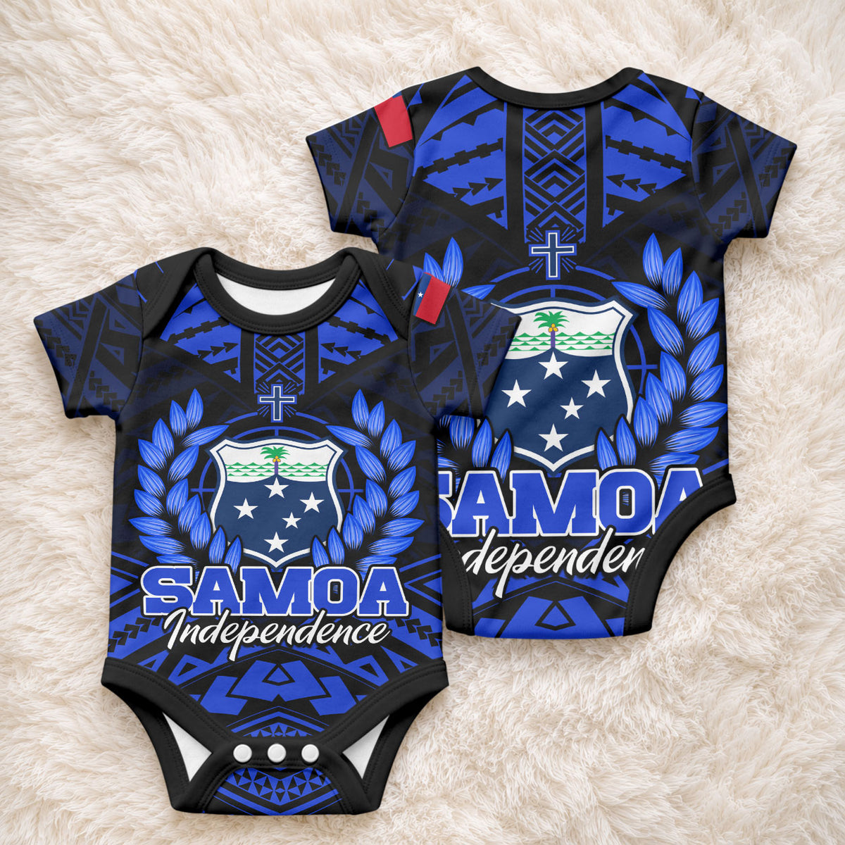 Samoa Independence Day Baby Onesie Ulafa Polynesian Unique Blue No3 LT9 - Polynesian Pride