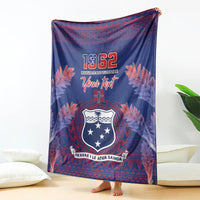 Custom Samoa 1962 Independence Day Custom Blanket Manuia le Aso Tuto'atasi Ula Nifo Blue Art LT9 - Polynesian Pride