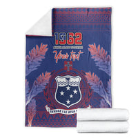 Custom Samoa 1962 Independence Day Custom Blanket Manuia le Aso Tuto'atasi Ula Nifo Blue Art LT9 - Polynesian Pride