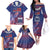 Custom Samoa 1962 Independence Day Custom Family Matching Off The Shoulder Long Sleeve Dress and Hawaiian Shirt Manuia le Aso Tuto'atasi Ula Nifo Blue Art