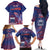 Custom Samoa 1962 Independence Day Custom Family Matching Off The Shoulder Long Sleeve Dress and Hawaiian Shirt Manuia le Aso Tuto'atasi Ula Nifo Blue Art