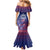 Custom Samoa 1962 Independence Day Custom Mermaid Dress Manuia le Aso Tuto'atasi Ula Nifo Blue Art