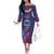 Custom Samoa 1962 Independence Day Custom Off The Shoulder Long Sleeve Dress Manuia le Aso Tuto'atasi Ula Nifo Blue Art