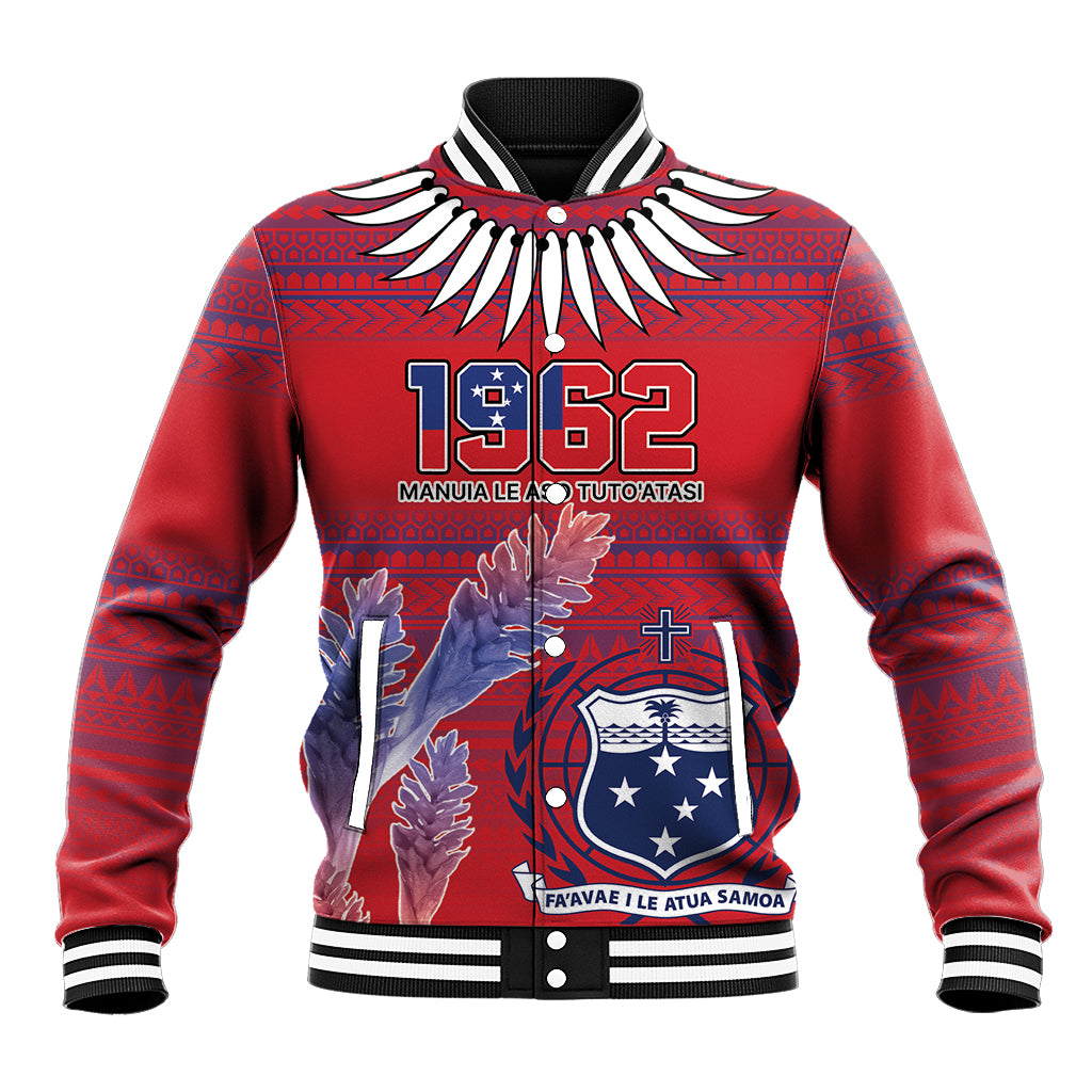 Custom Samoa 1962 Independence Day Custom Baseball Jacket Manuia le Aso Tuto'atasi Ula Nifo Red Art LT9 Unisex Red - Polynesian Pride