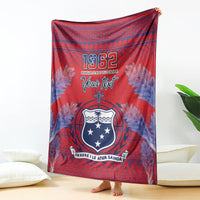 Custom Samoa 1962 Independence Day Custom Blanket Manuia le Aso Tuto'atasi Ula Nifo Red Art LT9 - Polynesian Pride