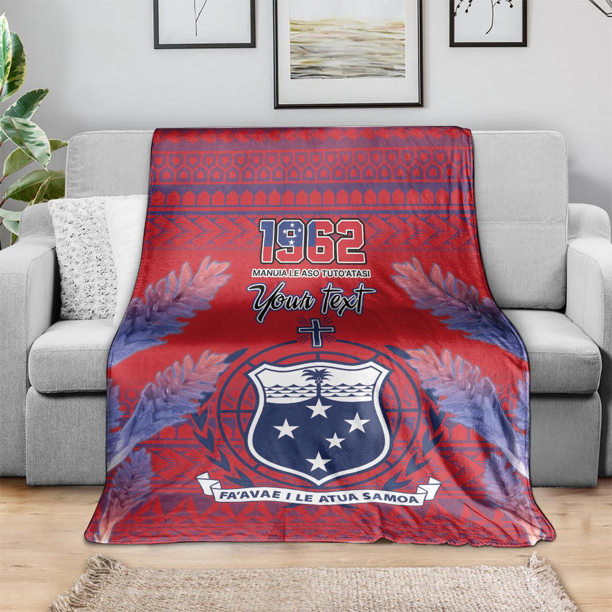 Custom Samoa 1962 Independence Day Custom Blanket Manuia le Aso Tuto'atasi Ula Nifo Red Art LT9 - Polynesian Pride