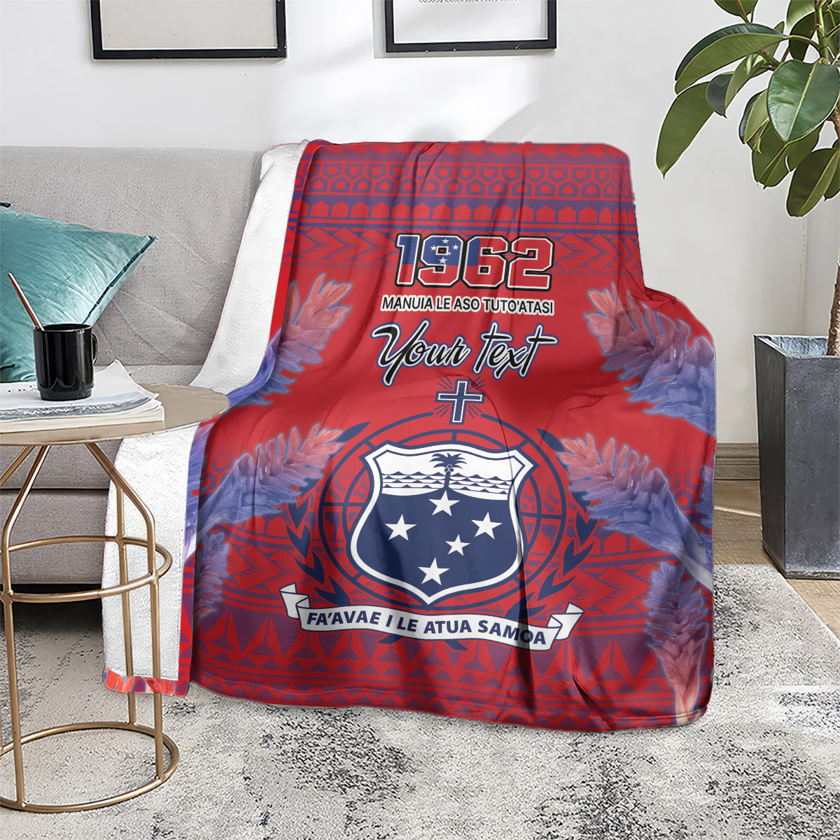 Custom Samoa 1962 Independence Day Custom Blanket Manuia le Aso Tuto'atasi Ula Nifo Red Art LT9 - Polynesian Pride
