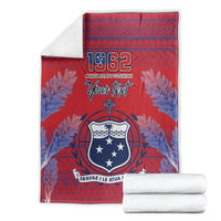 Custom Samoa 1962 Independence Day Custom Blanket Manuia le Aso Tuto'atasi Ula Nifo Red Art LT9 - Polynesian Pride