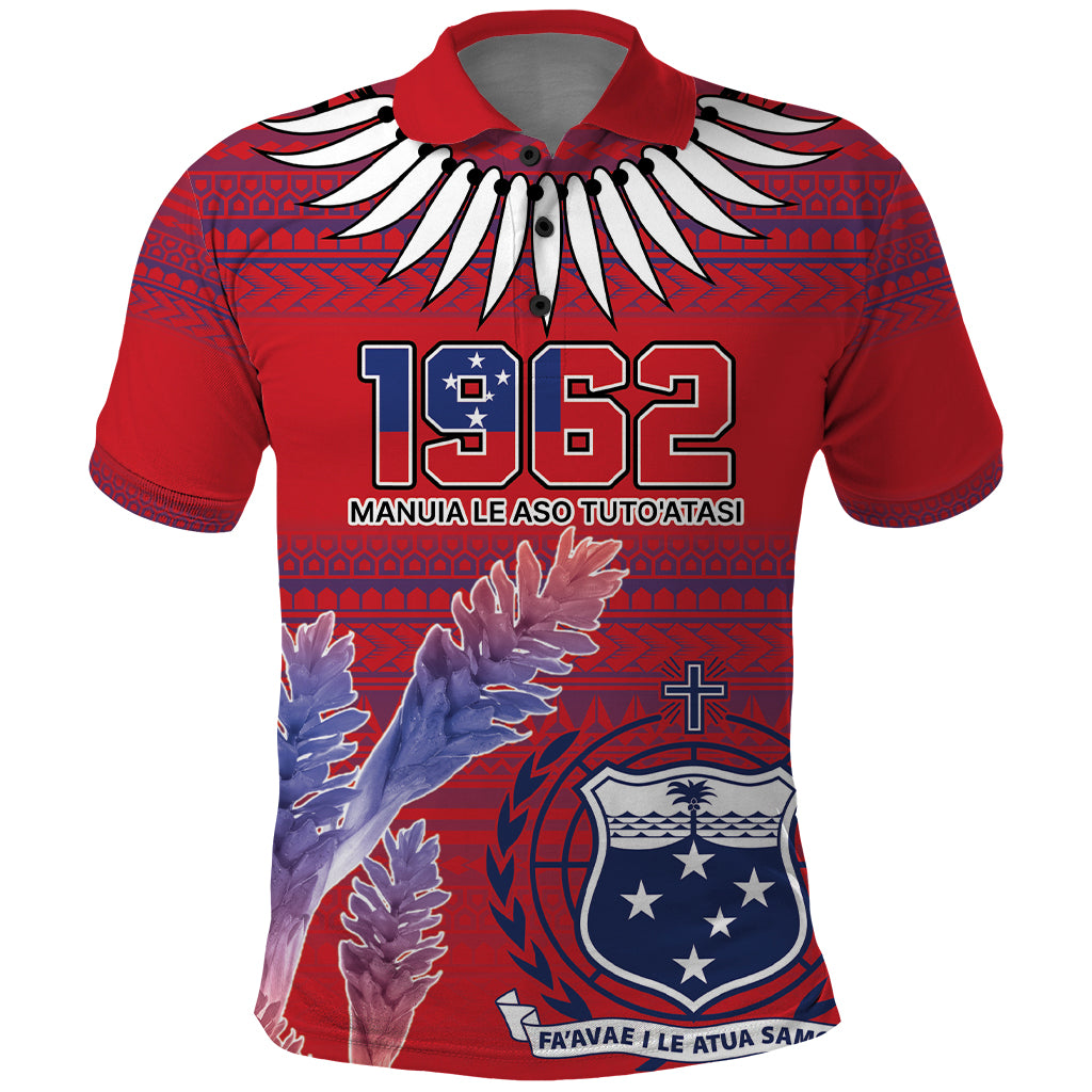 Custom Samoa 1962 Independence Day Custom Polo Shirt Manuia le Aso Tuto'atasi Ula Nifo Red Art LT9 Red - Polynesian Pride