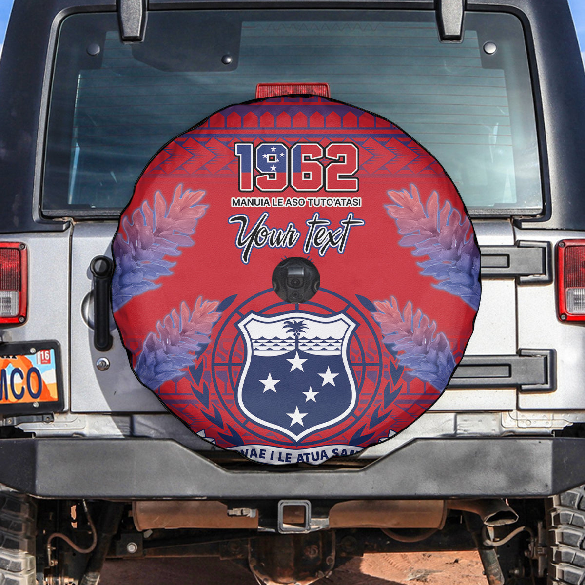 Custom Samoa 1962 Independence Day Custom Spare Tire Cover Manuia le Aso Tuto'atasi Ula Nifo Red Art LT9 Red - Polynesian Pride
