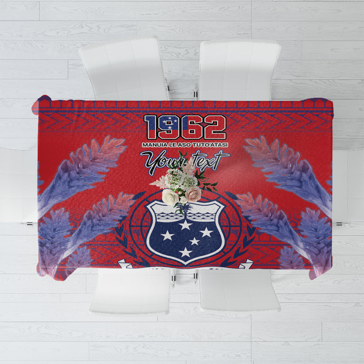 Custom Samoa 1962 Independence Day Custom Tablecloth Manuia le Aso Tuto'atasi Ula Nifo Red Art LT9 Red - Polynesian Pride