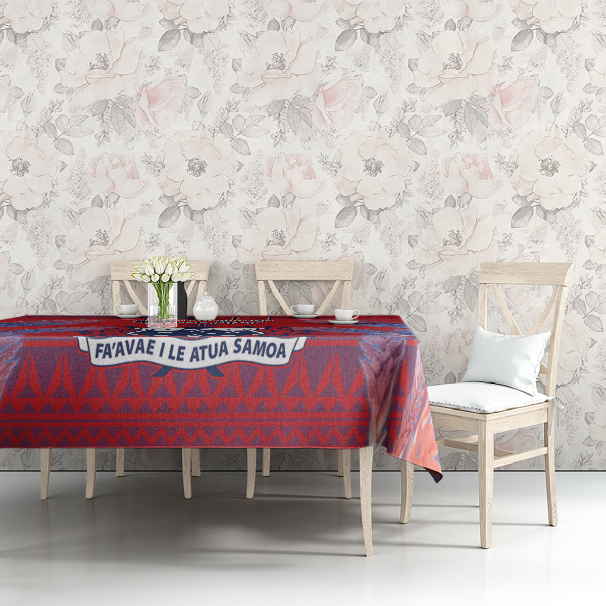 Custom Samoa 1962 Independence Day Custom Tablecloth Manuia le Aso Tuto'atasi Ula Nifo Red Art LT9 - Polynesian Pride
