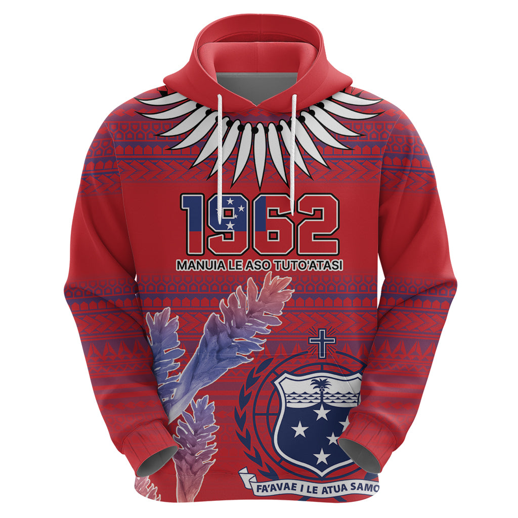 Custom Samoa 1962 Independence Day Custom Zip Hoodie Manuia le Aso Tuto'atasi Ula Nifo Red Art LT9 - Polynesian Pride