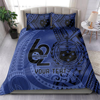 Custom Samoa 62nd Manuia le Aso Tuto'atasi Bedding Set Samoan Tatau Blue Art LT9 - Polynesian Pride