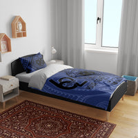 Custom Samoa 62nd Manuia le Aso Tuto'atasi Bedding Set Samoan Tatau Blue Art LT9 - Polynesian Pride