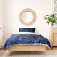 Custom Samoa 62nd Manuia le Aso Tuto'atasi Bedding Set Samoan Tatau Blue Art LT9 - Polynesian Pride