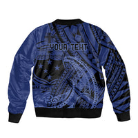 Custom Samoa 62nd Manuia le Aso Tuto'atasi Bomber Jacket Samoan Tatau Blue Art LT9 - Polynesian Pride