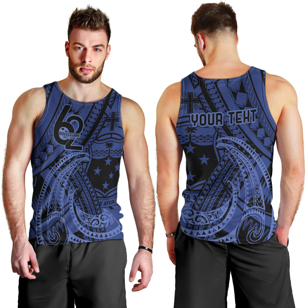 Custom Samoa 62nd Manuia le Aso Tuto'atasi Men Tank Top Samoan Tatau Blue Art LT9 - Polynesian Pride