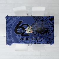 Custom Samoa 62nd Manuia le Aso Tuto'atasi Tablecloth Samoan Tatau Blue Art LT9 Blue - Polynesian Pride