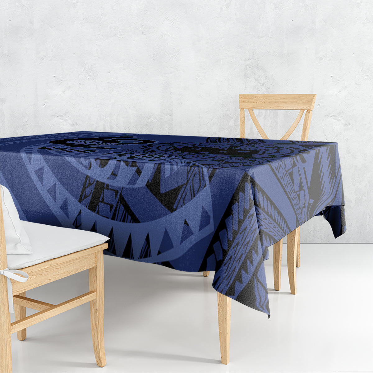 Custom Samoa 62nd Manuia le Aso Tuto'atasi Tablecloth Samoan Tatau Blue Art LT9 - Polynesian Pride