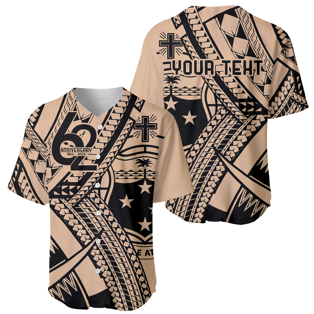 Custom Samoa Manuia le 62 Tausaga O le Tutoatasi Baseball Jersey Samoan Tatau Beige Art LT9 - Polynesian Pride