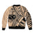 Custom Samoa Manuia le 62 Tausaga O le Tuto’atasi Bomber Jacket Samoan Tatau Beige Art