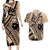 Custom Samoa Manuia le 62 Tausaga O le Tuto’atasi Couples Matching Long Sleeve Bodycon Dress and Hawaiian Shirt Samoan Tatau Beige Art