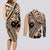 Custom Samoa Manuia le 62 Tausaga O le Tuto’atasi Couples Matching Long Sleeve Bodycon Dress and Long Sleeve Button Shirt Samoan Tatau Beige Art