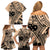 Custom Samoa Manuia le 62 Tausaga O le Tuto’atasi Family Matching Off Shoulder Short Dress and Hawaiian Shirt Samoan Tatau Beige Art