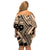 Custom Samoa Manuia le 62 Tausaga O le Tuto’atasi Family Matching Off Shoulder Short Dress and Hawaiian Shirt Samoan Tatau Beige Art