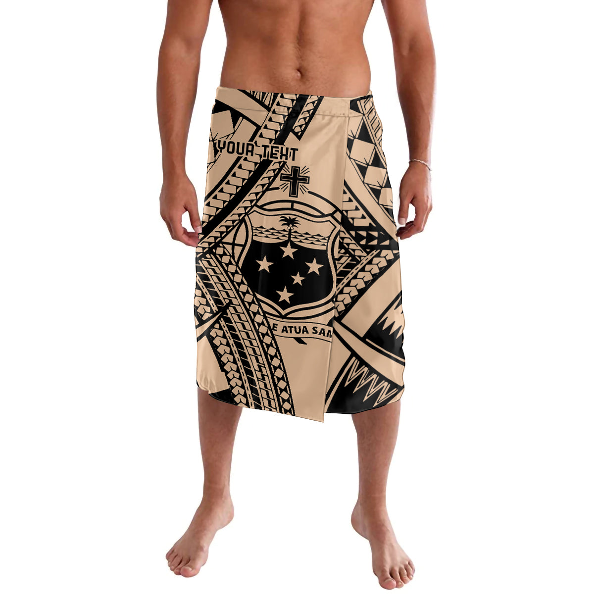 Custom Samoa Manuia le 62 Tausaga O le Tuto’atasi Lavalava Samoan Tatau Beige Art