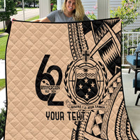 Custom Samoa Manuia le 62 Tausaga O le Tutoatasi Quilt Samoan Tatau Beige Art LT9 Beige - Polynesian Pride