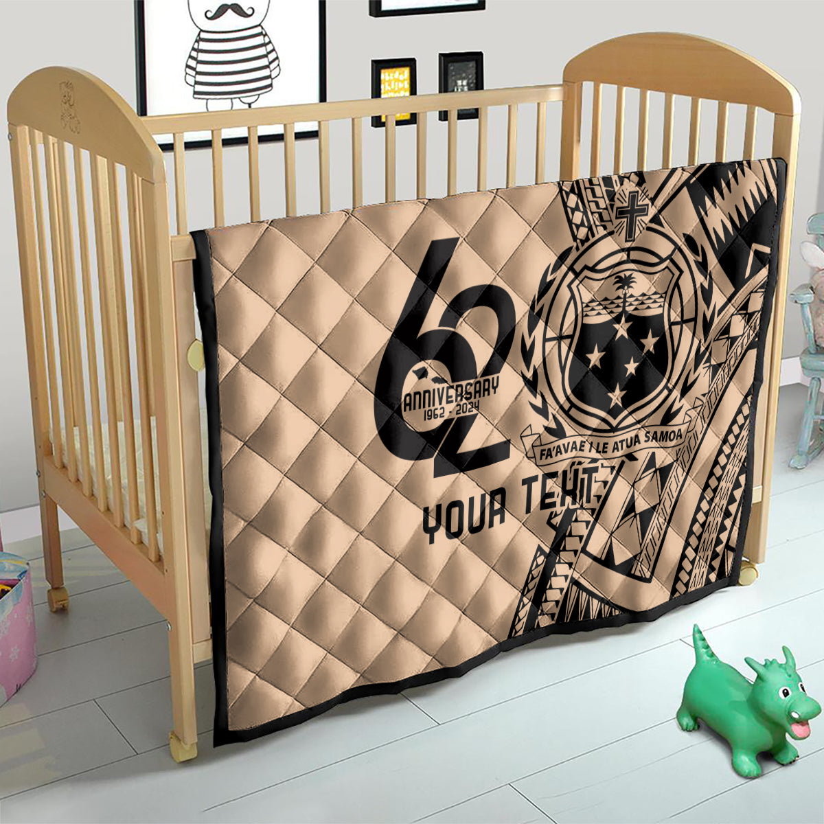 Custom Samoa Manuia le 62 Tausaga O le Tutoatasi Quilt Samoan Tatau Beige Art LT9 - Polynesian Pride