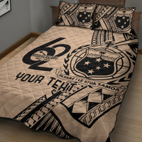 Custom Samoa Manuia le 62 Tausaga O le Tutoatasi Quilt Bed Set Samoan Tatau Beige Art LT9 - Polynesian Pride
