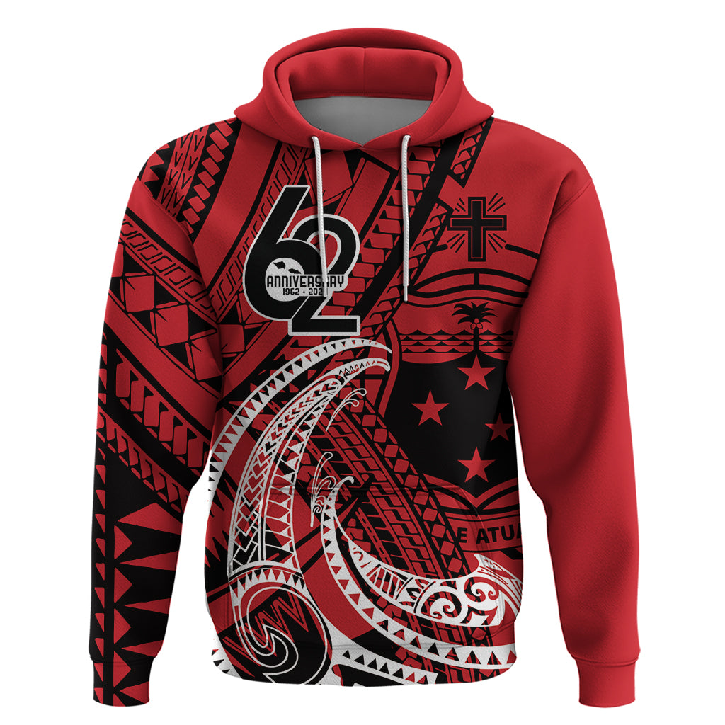 Custom Samoa Manuia le 62 Tausaga O le Tutoatasi Hoodie Samoan Tatau Red Art LT9 Pullover Hoodie Red - Polynesian Pride