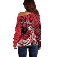 Custom Samoa Manuia le 62 Tausaga O le Tutoatasi Off Shoulder Sweater Samoan Tatau Red Art LT9 - Polynesian Pride