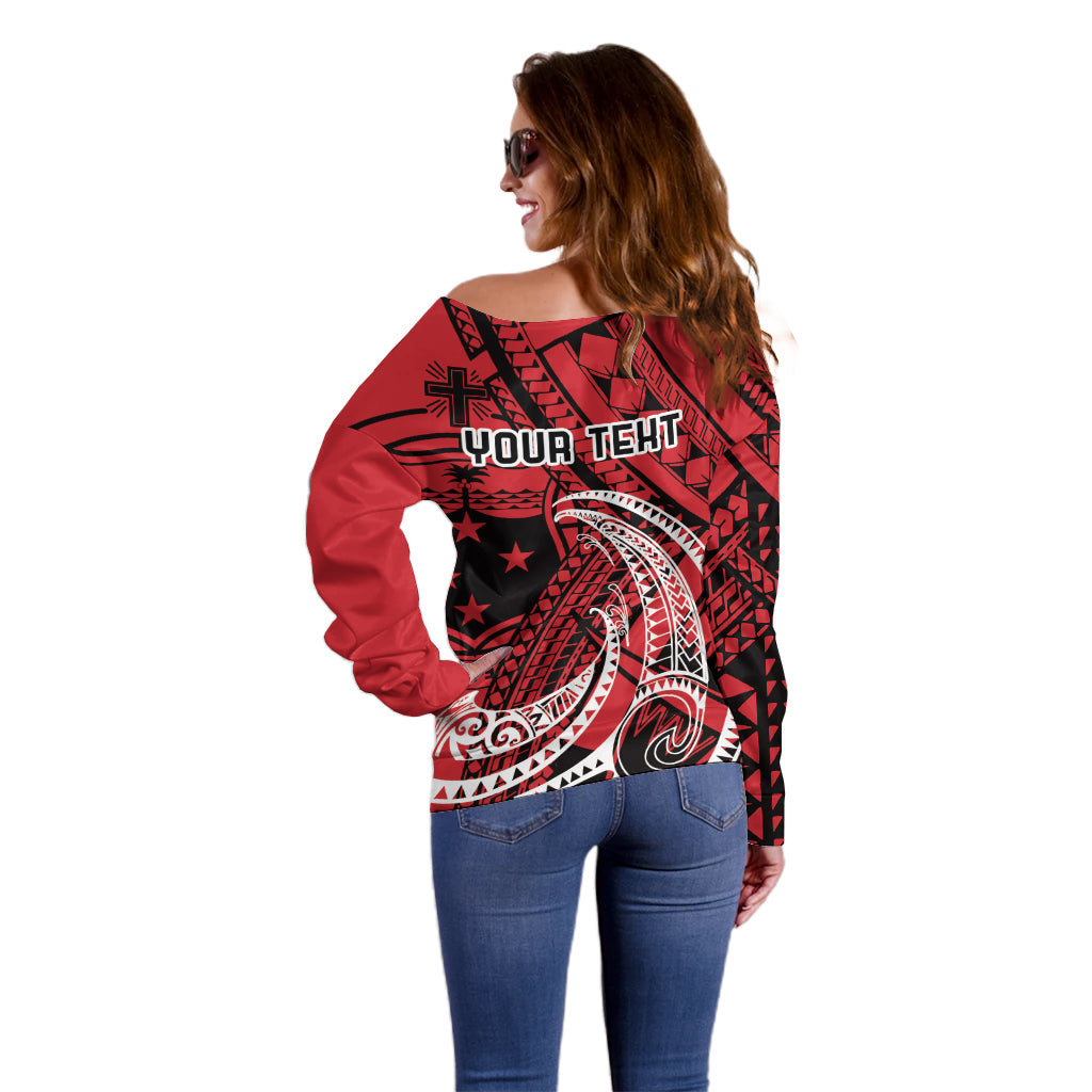 Custom Samoa Manuia le 62 Tausaga O le Tutoatasi Off Shoulder Sweater Samoan Tatau Red Art LT9 - Polynesian Pride