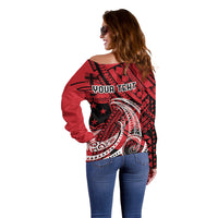 Custom Samoa Manuia le 62 Tausaga O le Tutoatasi Off Shoulder Sweater Samoan Tatau Red Art LT9 - Polynesian Pride