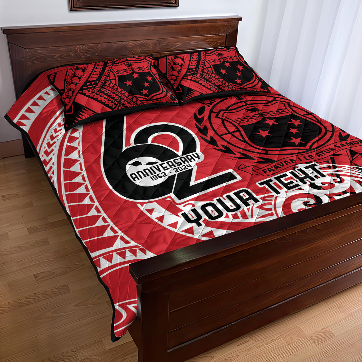 Custom Samoa Manuia le 62 Tausaga O le Tutoatasi Quilt Bed Set Samoan Tatau Red Art LT9 - Polynesian Pride