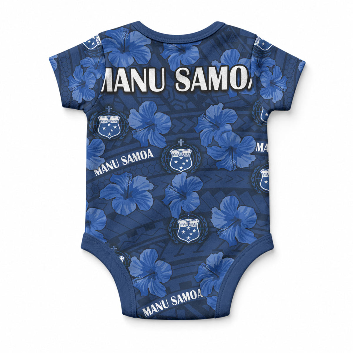 Manu Samoa Rugby Baby Onesie Polynesian Style With Hibiscus LT9 - Polynesian Pride